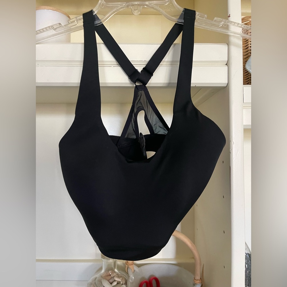 Black Sports Bra with Mesh Detail